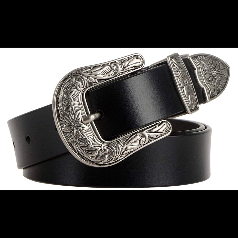 Black leather belt